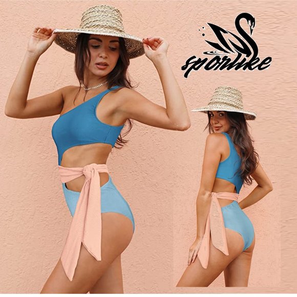 Sporlike Other - SPORLIKE Asymmetric Ribbed Color Block One-Piece Swimsuit - NEW WITH T…